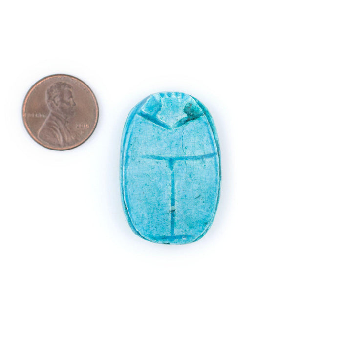 Turquoise Egyptian Scarab Pendant (35x24mm) - The Bead Chest