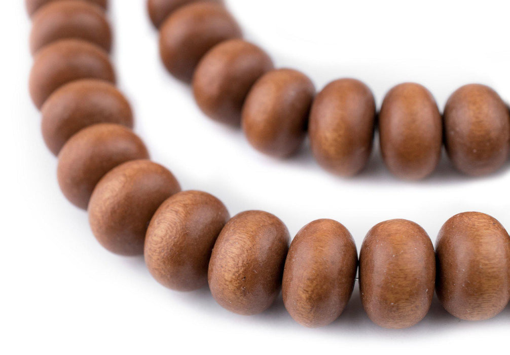 Light Brown Abacus Natural Wood Beads (10x15mm) - The Bead Chest