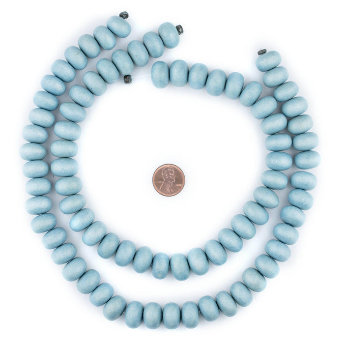 Light Blue Abacus Natural Wood Beads (10x15mm) - The Bead Chest