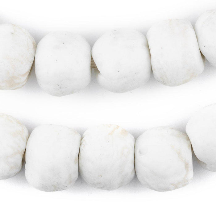 Opaque White Recycled Glass Beads (18mm) - The Bead Chest