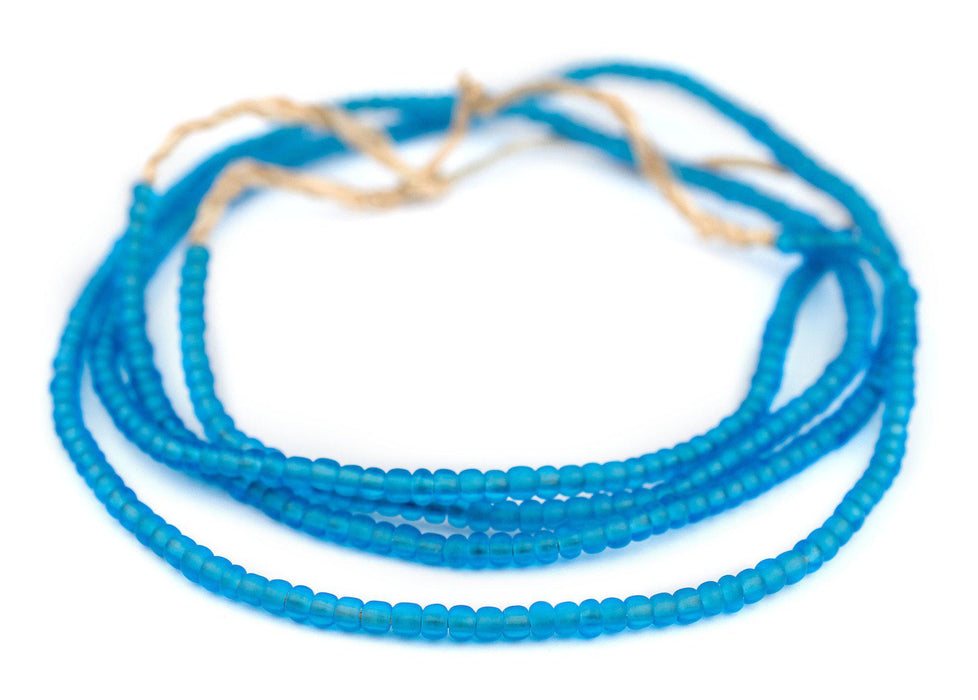 Matte Translucent Sea Blue Ghana Glass Seed Beads (4mm) - The Bead Chest