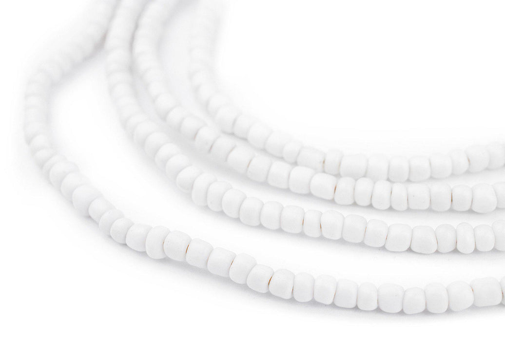 White Ghana Glass Beads (4mm) - The Bead Chest