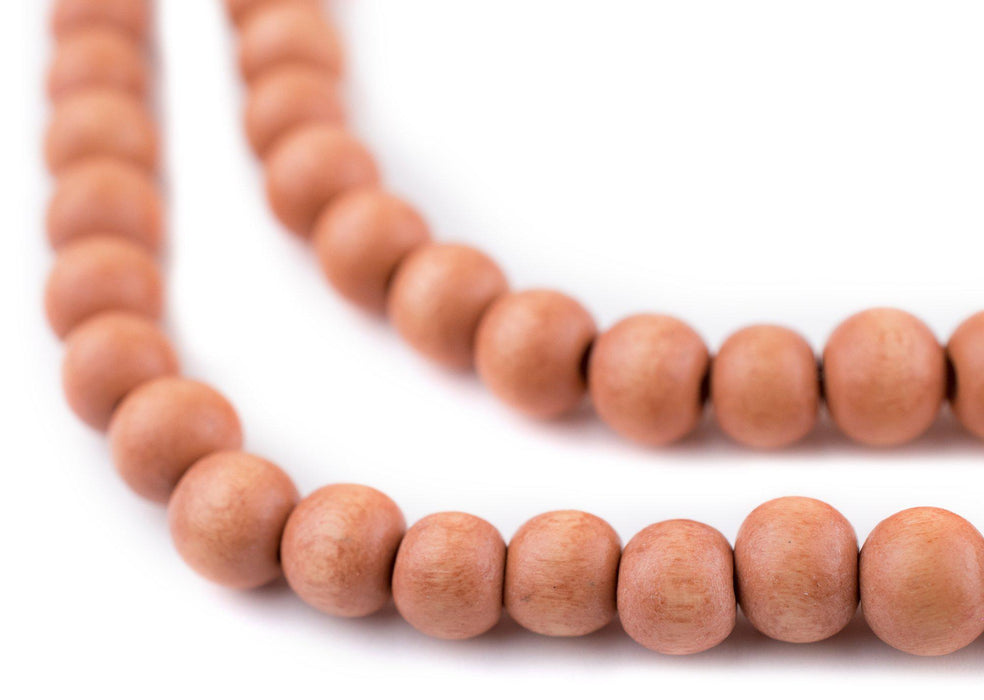 Orange Round Natural Wood Beads (8mm) - The Bead Chest
