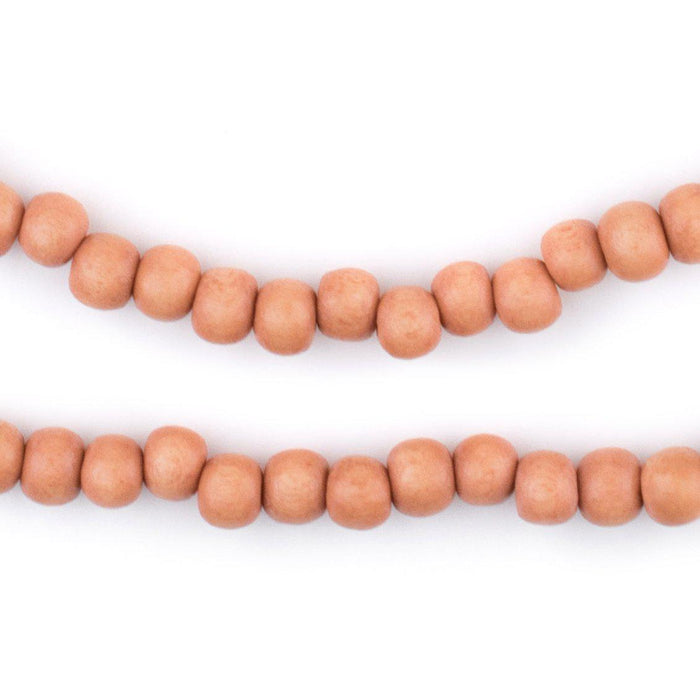 Orange Round Natural Wood Beads (6mm) - The Bead Chest