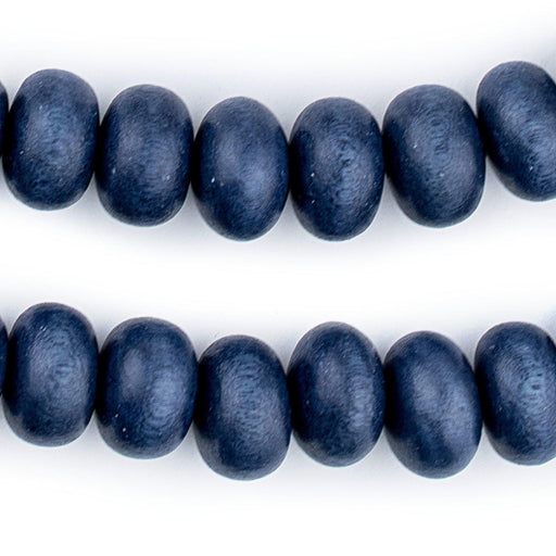 Cobalt Blue Abacus Natural Wood Beads (10x15mm) - The Bead Chest