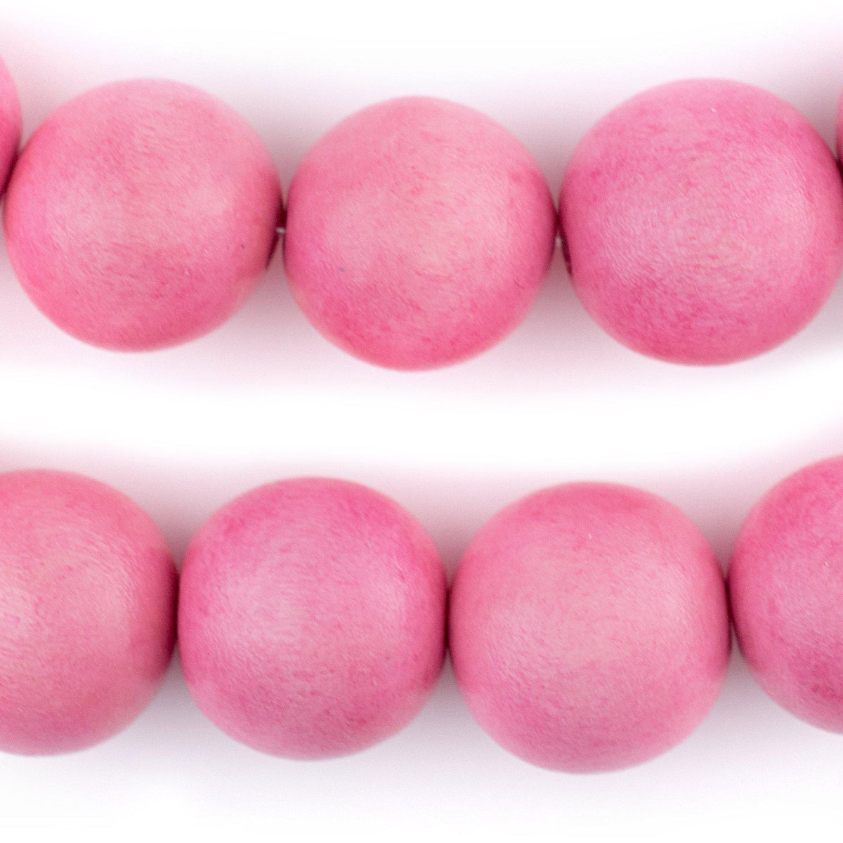 Neon Pink Round Natural Wood Beads (20mm) — The Bead Chest