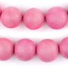 Neon Pink Round Natural Wood Beads (20mm)