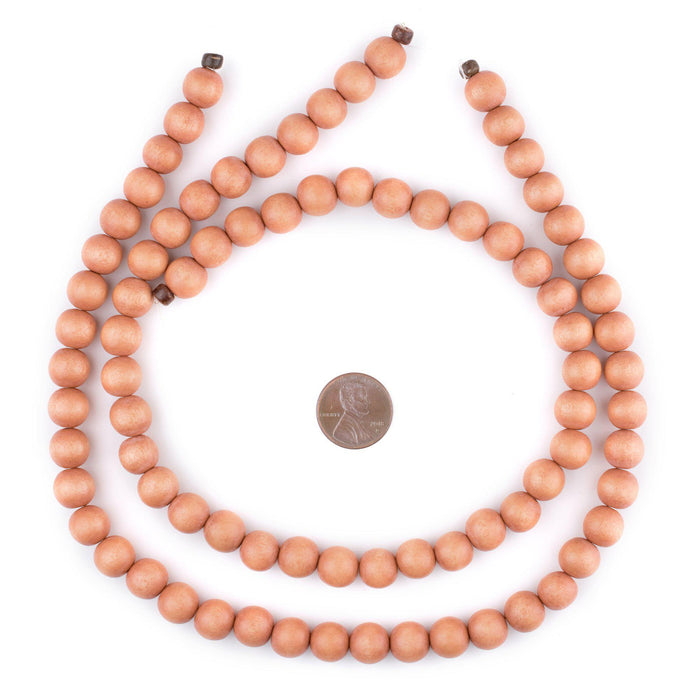 Orange Round Natural Wood Beads (10mm) - The Bead Chest