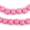 Neon Pink Round Natural Wood Beads (12mm)