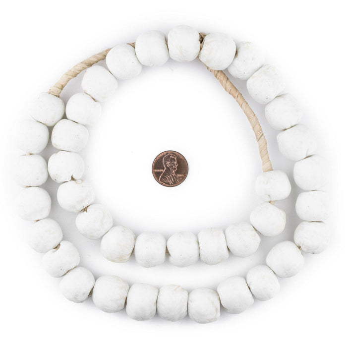 Opaque White Recycled Glass Beads (18mm) - The Bead Chest