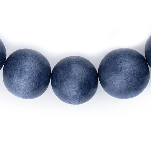 Cobalt Blue Round Natural Wood Beads (20mm) - The Bead Chest