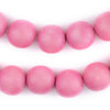 Neon Pink Round Natural Wood Beads (16mm)