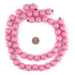 Neon Pink Round Natural Wood Beads (16mm) - The Bead Chest