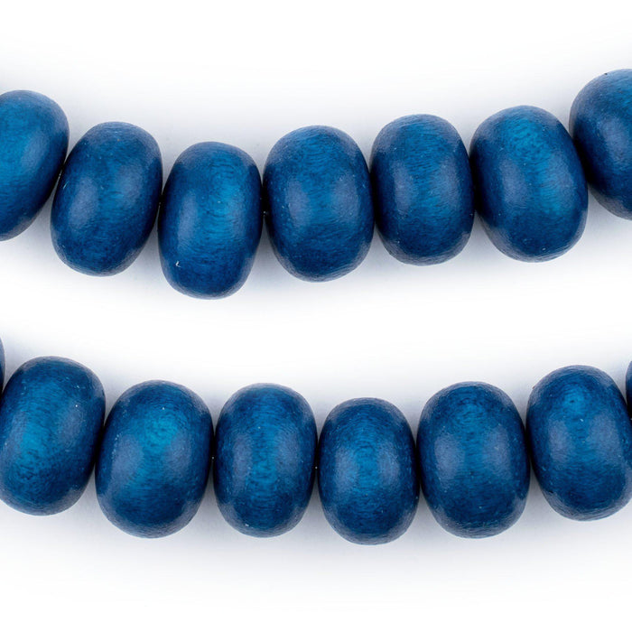 Azul Blue Abacus Natural Wood Beads (10x15mm) - The Bead Chest