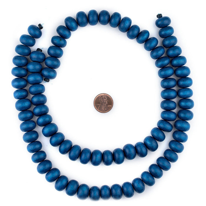 Azul Blue Abacus Natural Wood Beads (10x15mm) - The Bead Chest