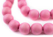 Neon Pink Round Natural Wood Beads (16mm) - The Bead Chest