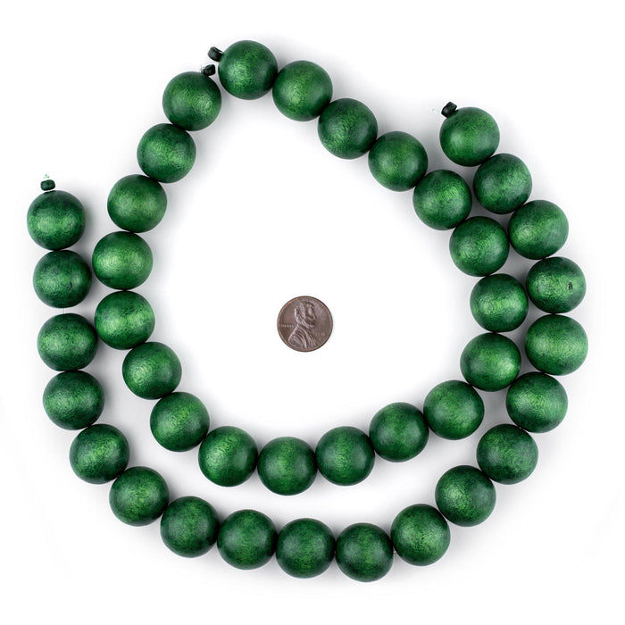 Green Round Natural Wood Beads (20mm) - The Bead Chest