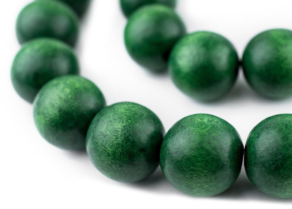 Green Round Natural Wood Beads (20mm) - The Bead Chest