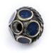 Lapis-Inlaid Afghan Tribal Silver Bead (16mm) - The Bead Chest