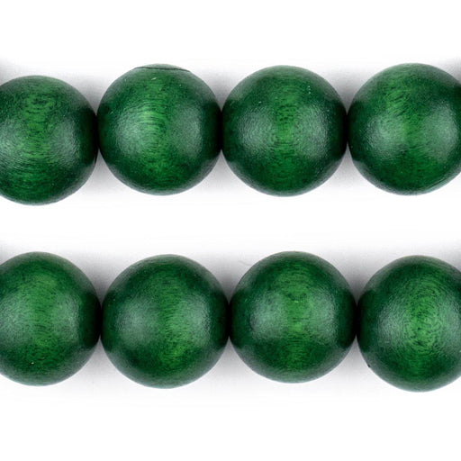 Green Round Natural Wood Beads (16mm) - The Bead Chest