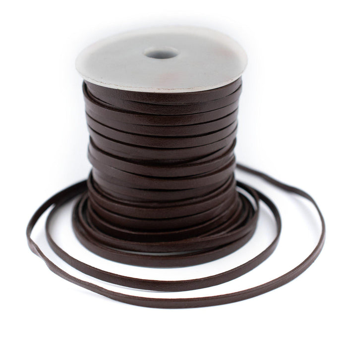 3.0mm Dark Brown Flat Leather Cord (75ft) - The Bead Chest