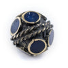 Lapis-Inlaid Afghan Tribal Silver Bead (16mm)