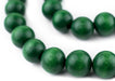 Green Round Natural Wood Beads (16mm) - The Bead Chest