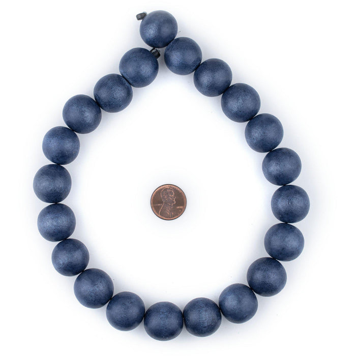 Cobalt Blue Round Natural Wood Beads (20mm) - The Bead Chest