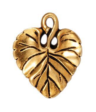 Antiqued Gold Violet Leaf Charm (19x15mm) - The Bead Chest