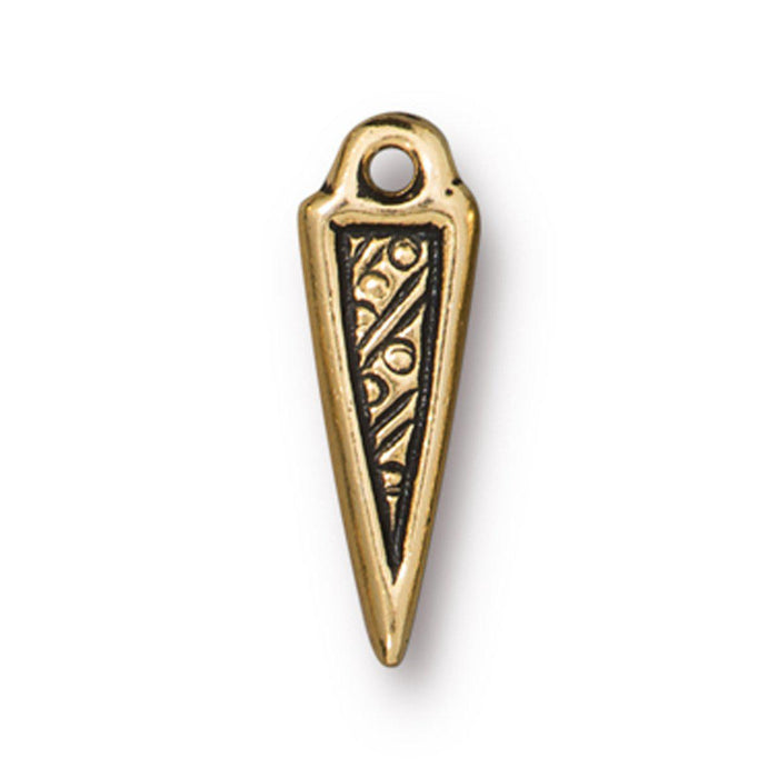 Antiqued Gold Woven Spike Charm (18x6mm) - The Bead Chest