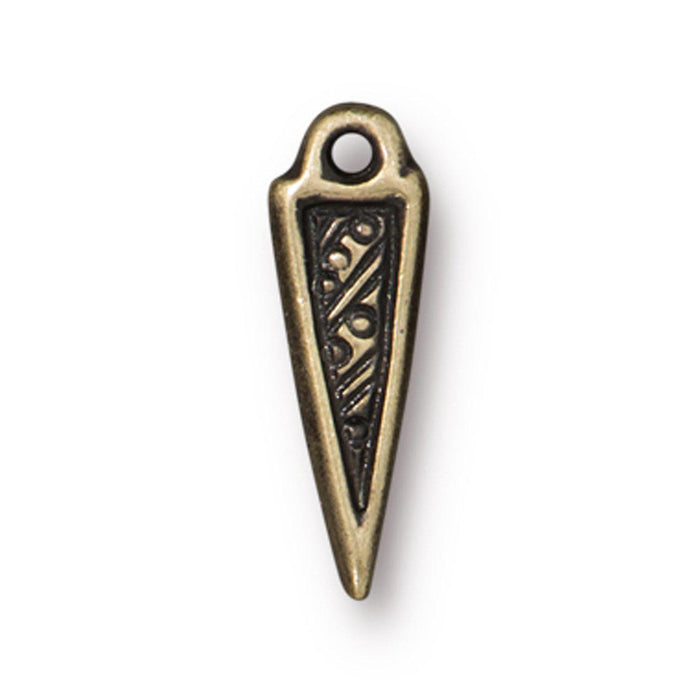 Antiqued Brass Woven Spike Charm (18x6mm) - The Bead Chest