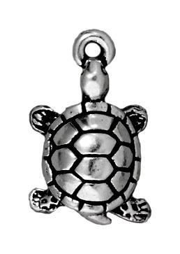 Antiqued Silver Turtle Charm (19x11mm) - The Bead Chest