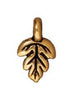 Antiqued Gold Oak Leaf Charm (11x6mm)
