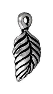 Antiqued Silver Birch Leaf Charm (15x7mm) - The Bead Chest