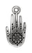 Antiqued Silver Henna Hand Hamsa Charm (19x9mm) - The Bead Chest