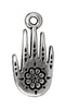 Antiqued Silver Henna Hand Hamsa Charm (19x9mm)