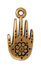 Antiqued Gold Henna Hand Hamsa Charm (19x9mm)