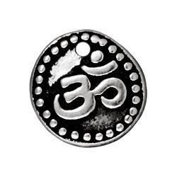 Antiqued Silver Om Coin Charm (11x11mm) - The Bead Chest