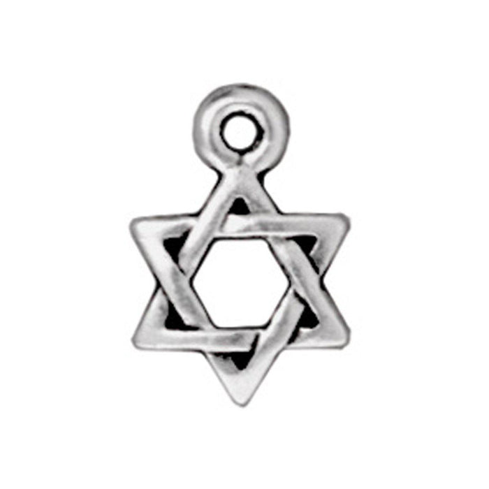 Antiqued Silver Star of David Charm (12x9mm) - The Bead Chest