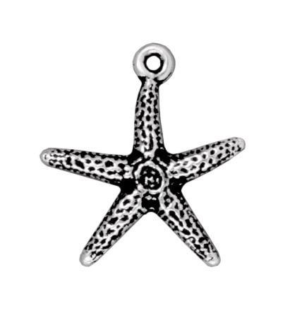 Antiqued Silver Sea Star Charm (20x18mm) - The Bead Chest