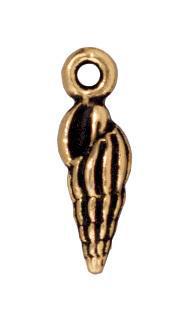 Antiqued Gold Spindle Shell Charm (15x5mm) - The Bead Chest