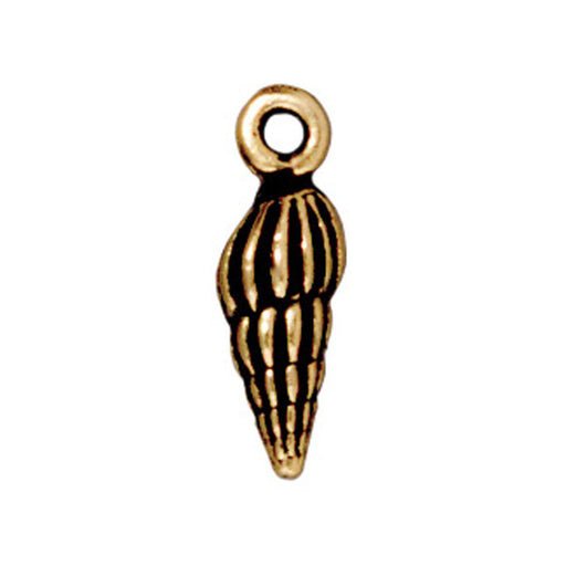 Antiqued Gold Spindle Shell Charm (15x5mm) - The Bead Chest
