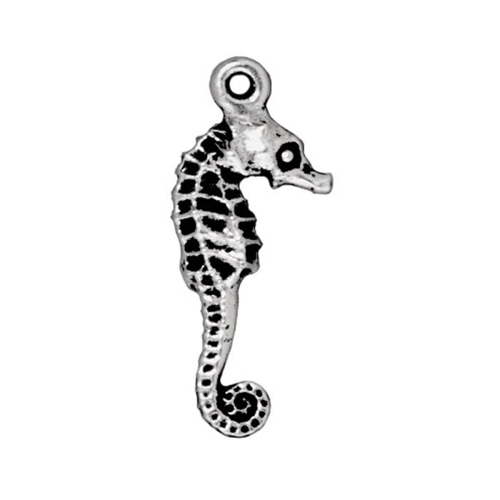 Antiqued Silver Sea Horse Charm (24x10mm) - The Bead Chest