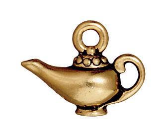 Antiqued Gold Aladdin's Lamp Charm (13x17mm) - The Bead Chest
