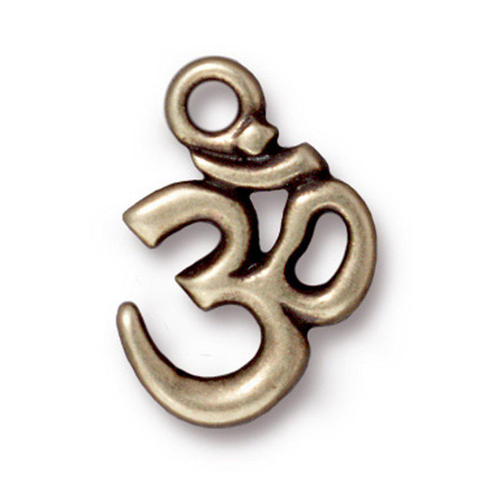 Antiqued Brass Open Om Charm (18x14mm) - The Bead Chest