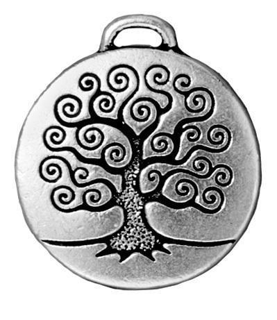 Antiqued Silver Tree of Life Pendant (26x24mm) - The Bead Chest