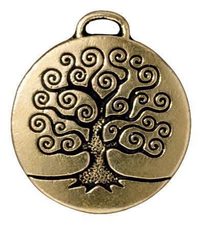 Antiqued Gold Tree of Life Pendant (26x24mm) - The Bead Chest