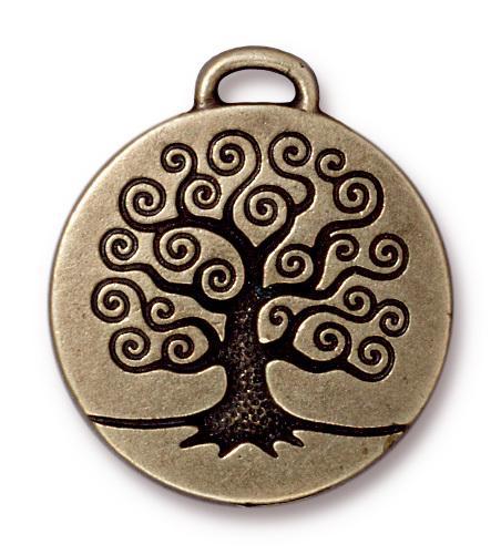 Antiqued Brass Tree of Life Pendant (26x24mm) - The Bead Chest