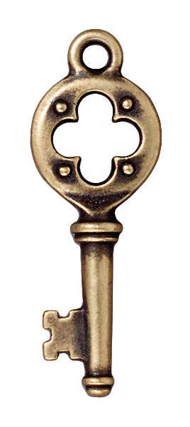 Antiqued Brass Key Charm (32x12mm) - The Bead Chest