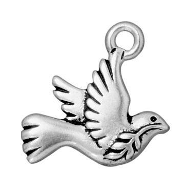 Antiqued Silver Peace Dove Charm (19x19mm) - The Bead Chest